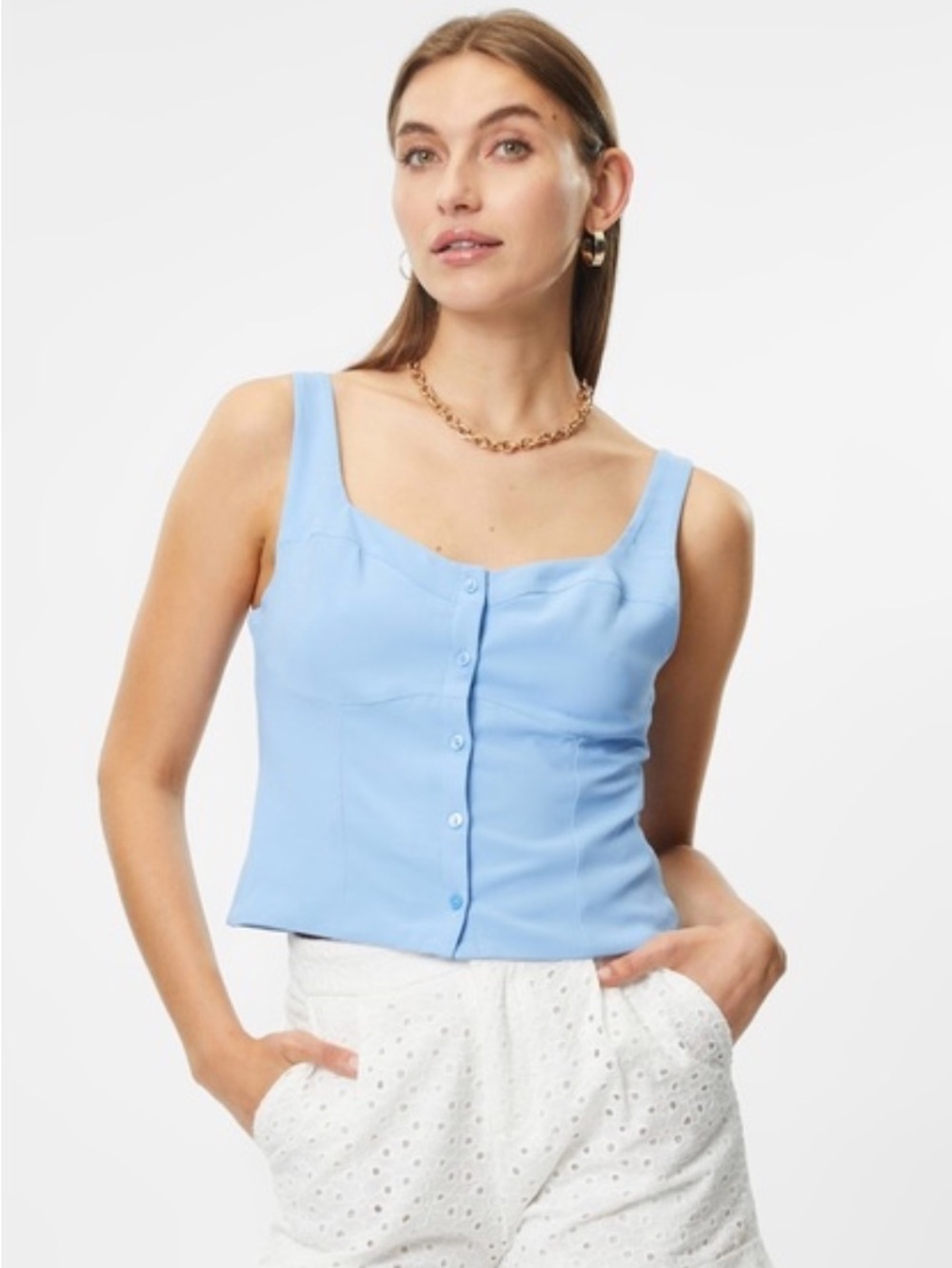 Abercrombie Light Blue Button-Front Tank
